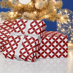 Papel De Presente Padrão branco vermelho de Natal