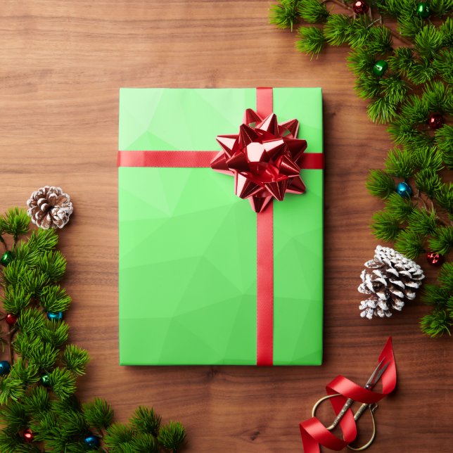 Papel De Presente Padrão brilhante de malha geométrica verde-claro (Presente de Natal)