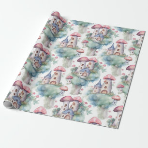 Papel De Presente Padrão Caprichoso de Cabana de Cogumelo (10)