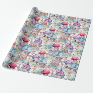 Papel De Presente Padrão Caprichoso de Cabana de Cogumelo (6)