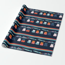 Papel De Presente Padrão caprichoso e fofo de gato
