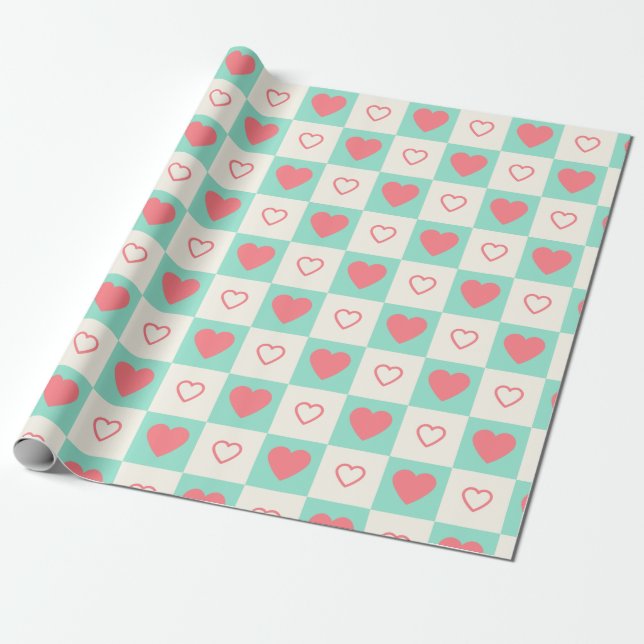 Papel De Presente Padrão cardíaco (Desenrolado)