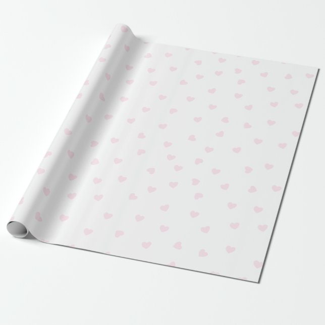 Papel De Presente Padrão cardíaco das rosas claro em branco (Desenrolado)