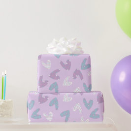 Papel De Presente padrão cardíaco púrpura