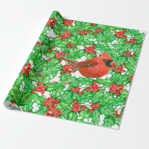 Papel De Presente Padrão cardinal e de coloração da água da baga oca