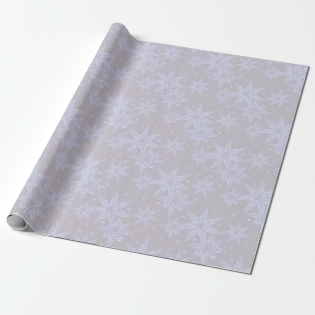 Papel De Presente padrão celeste mágico de neve (Desenrolado)