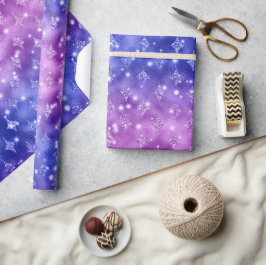 Papel De Presente Padrão Celestial com Brilho em Ombre Roxo e Azul
