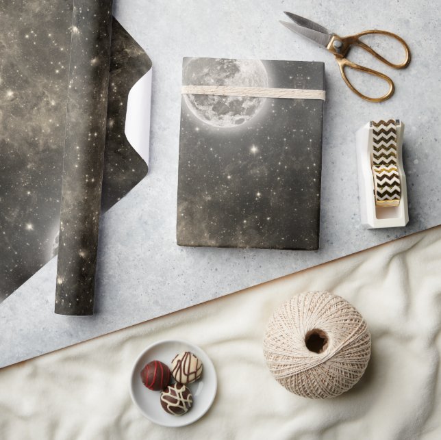 Papel De Presente Padrão Celestial Cosmic Galaxy (Artesanato)