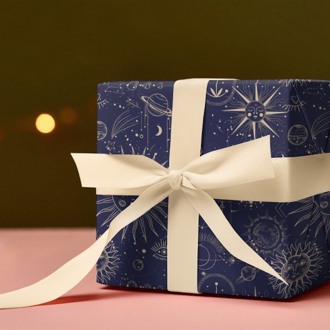 Papel De Presente Padrão Celestial do Marinho Astronômico (Criador carregado)