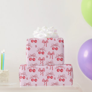 Papel De Presente Padrão Cereja Doce Vermelho Coquete