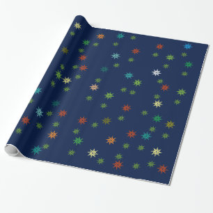 Papel De Presente Padrão céu das estrelas coloridas do Natal