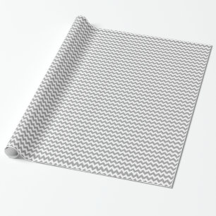 Papel De Presente Padrão Chevron Branco-Zig-Zag da Cinza Escura