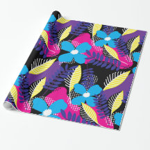 Padrão Chic Floral & Dot Colorido com Folhas Wra