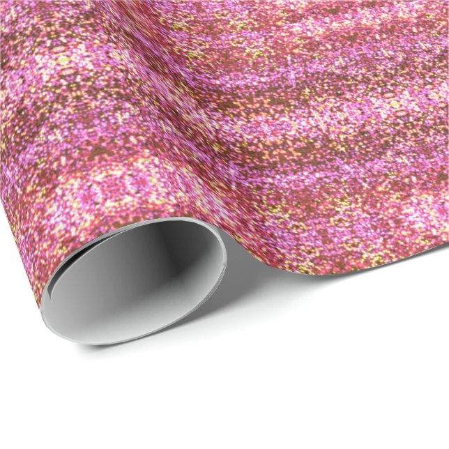 Papel De Presente Padrão cintilante brilhante rosa (Ponta do rolo)