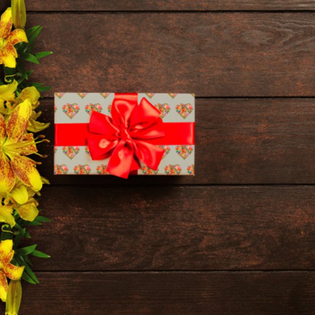 Papel De Presente Padrão cinza de coração colorido moderno (Criador carregado)