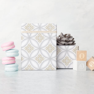Papel De Presente Padrão circular marroquino da cinza prata de Natal
