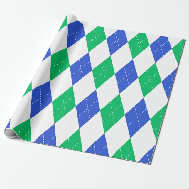 Papel De Presente Padrão Clássico Argyle - Festa de Golfe  (Desenrolado)
