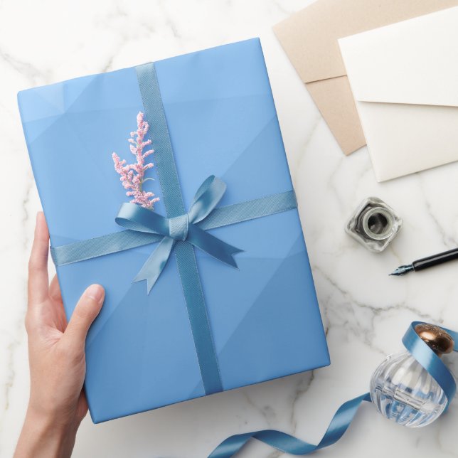 Papel De Presente Padrão clássico azul geométrico de malha (Presentear)
