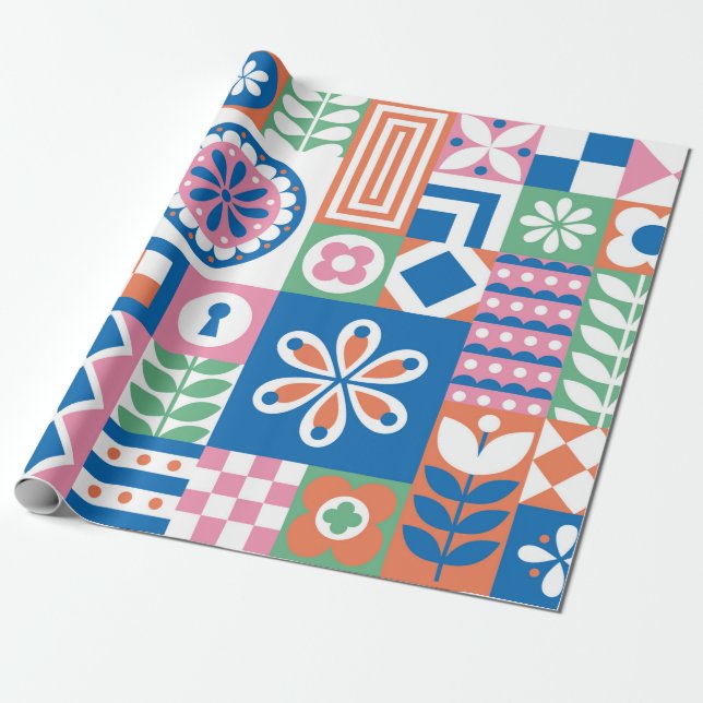 Papel De Presente Padrão Clássico de Deco sem Olhos. Styli Geométric (Desenrolado)