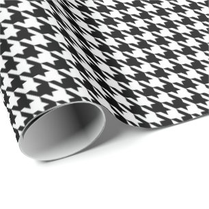 Papel De Presente Padrão clássico de houndstooth preto e branco
