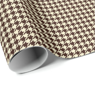 Papel De Presente Padrão Clássico de Ivory Pepita Houndstooth