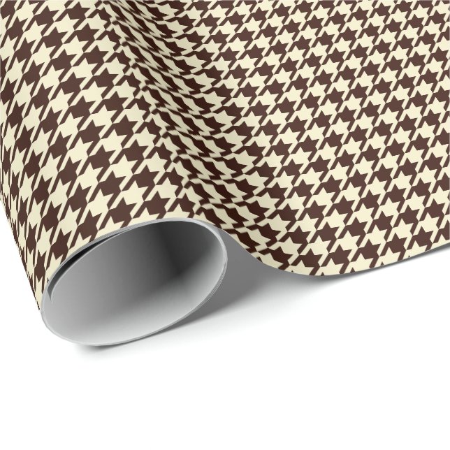 Papel De Presente Padrão Clássico de Ivory Pepita Houndstooth (Ponta do rolo)