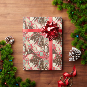 Papel De Presente Padrão Clássico de Papel Suminagashi Rosa