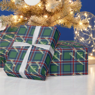 Papel De Presente Padrão clássico de tartan Natal personalizado
