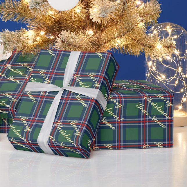 Papel De Presente Padrão clássico de tartan Natal personalizado (Feriados)