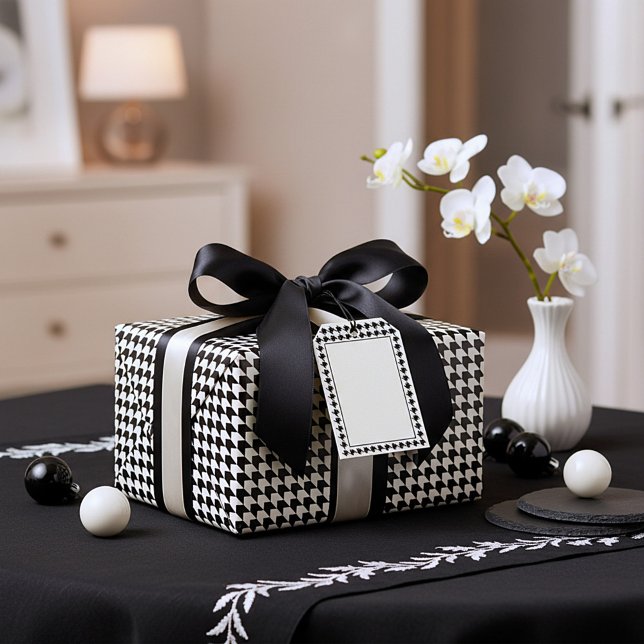 Papel De Presente Padrão clássico de xadrez preto (Criador carregado)