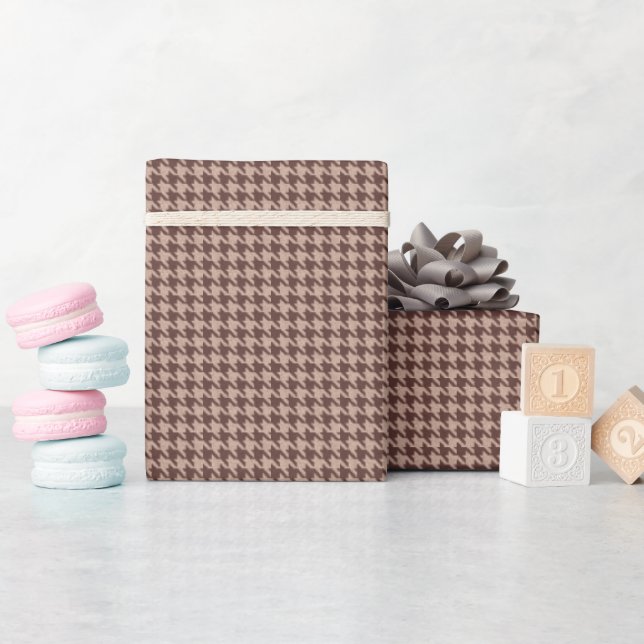 Papel De Presente Padrão Clássico Elegante de Xadrez Marrom (Chá de bebê)