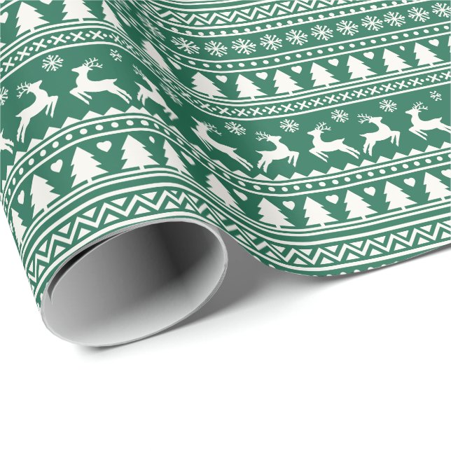 Papel De Presente Padrão clássico escandinavo do Natal (Ponta do rolo)