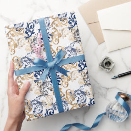 Papel De Presente Padrão Clássico Retrô em Estilo Barroco