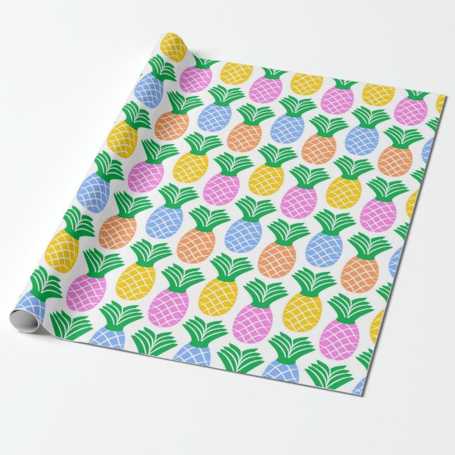 Papel De Presente Padrão Colorida Trendy Pineapple (Desenrolado)