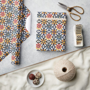 Papel De Presente Padrão Colorido Autêntico Inspirado em Marrocos