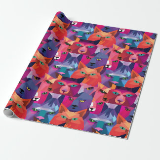 Papel De Presente Padrão Colorido de Animais Policiais Baixo