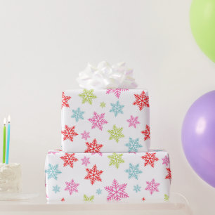 Papel De Presente Padrão Colorido de Floco de Neve – Design Festivo 