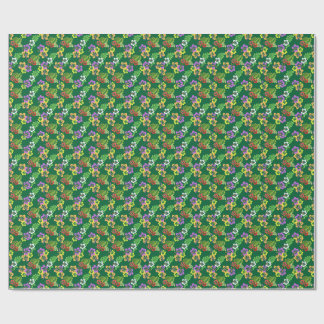 Papel De Presente Padrão Colorido de Flores de Hibisco em Verde