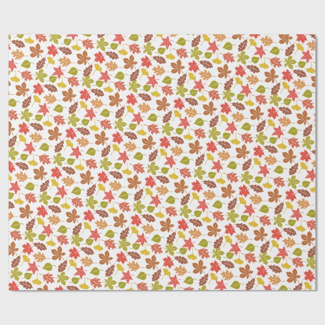 Papel De Presente Padrão Colorido de Folhas de Outono (Aberto)