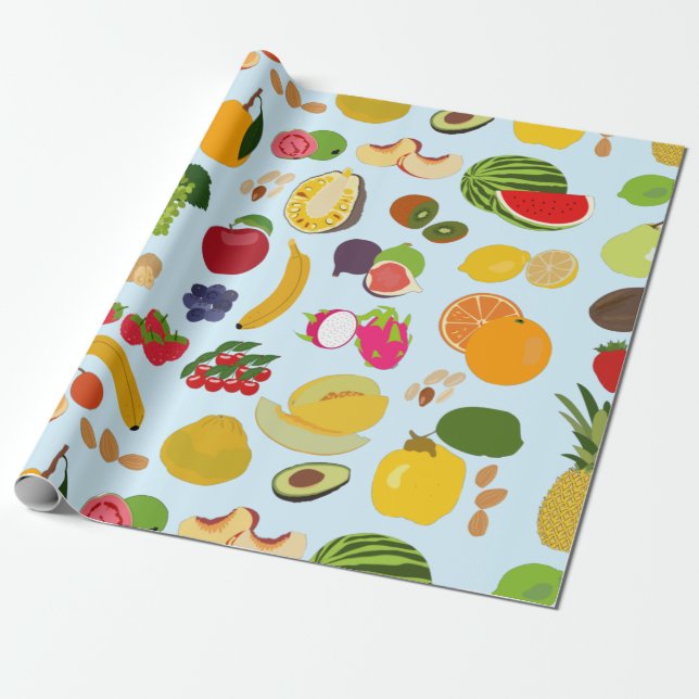 Papel De Presente Padrão Colorido de Fruta de Verão (Desenrolado)