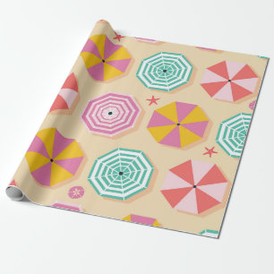 Papel De Presente Padrão colorido de guarda-chuva de praia