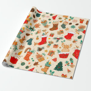 Papel De Presente Padrão colorido de natal