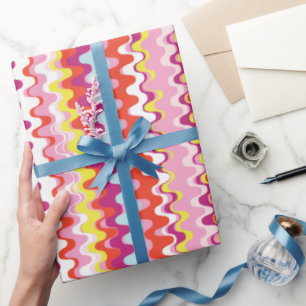 Papel De Presente Padrão colorido de onda de abstrato cor-de-rosa-c