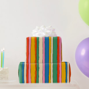 Papel De Presente Padrão Colorido de Pop stripes alegre e ligado