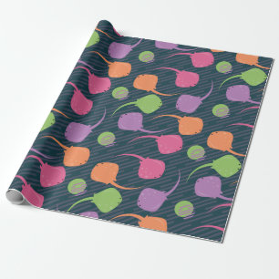 Papel De Presente Padrão Colorido de Raia Stingray Diversão Neon