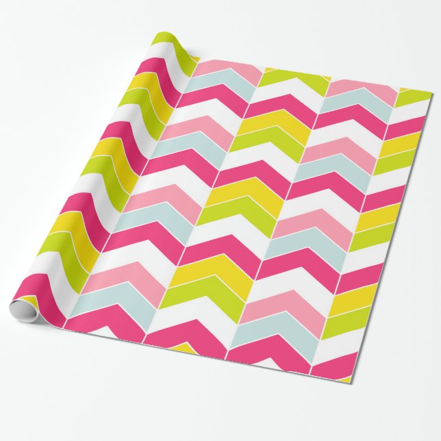 Papel De Presente Padrão Colorido ZigZag Chevron (Desenrolado)