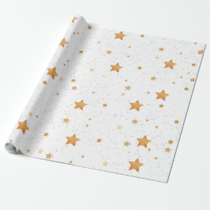 Papel De Presente padrão com estrelas ouros