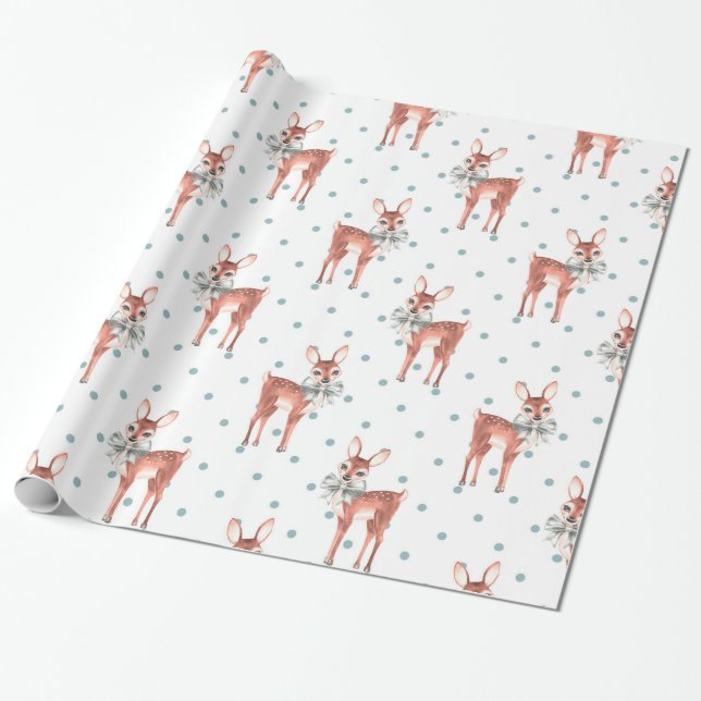 Papel De Presente Padrão com fawns (Desenrolado)