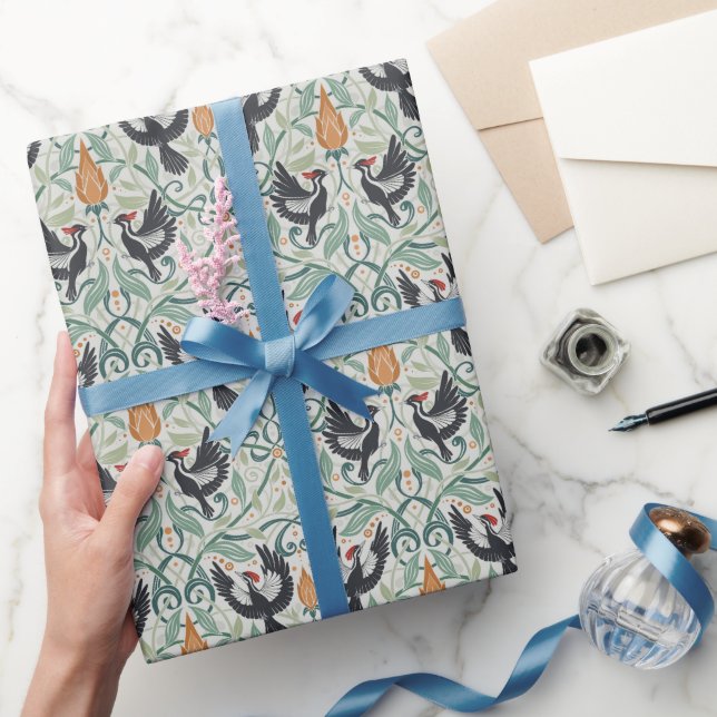Papel De Presente Padrão com Pica-Pau de bico-marfim (Presentear)