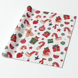 Papel De Presente Padrão com presentes, canas doces e brinquedos